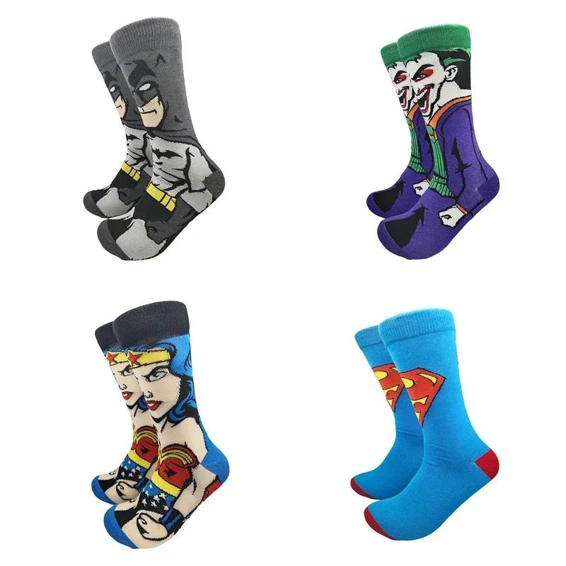 DC Batman Superman Anime Figure Joker Wonder Woman Superhero Cotton Knee Sock Adult Men Women Sports Casual Socks Birthday Gifts