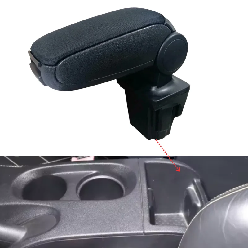 For Seat Leon MK2 1P 2005-2012 Center Console Armrest Storage Box Black Leatherette / Fabric LHD Car Interior Accessories