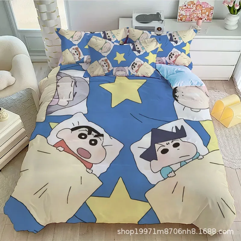 

Горячая распродажа: Новогодний комплект постельного белья с мультяшным принтом Crayon Shin-chan – милый декор для дома, наволочка, пододеяльник, подарок для семьи и друзей