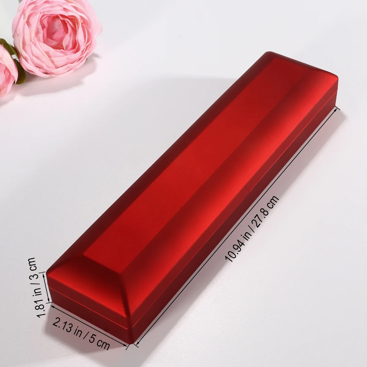 Led Jewelry Box Lighted Dustproof Waterproof Rubber Material Durable Elegant Design Gift For Necklace Ring Storage Display Red