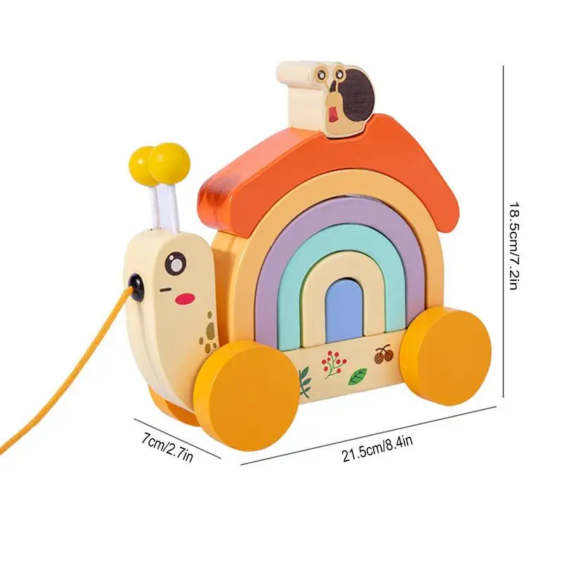 Wooden Snail Tractor Rainbow House Educational Stacking Toys Strong And Durable Suitable For Developing Children's Imagination