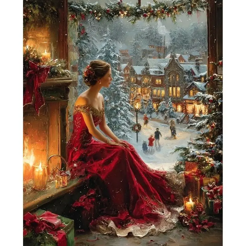 PhotoCustom Paint By Number Handpainted Beautiful Woman Art Gift Diy Christmas Pictures By Number Kits Home Decor
