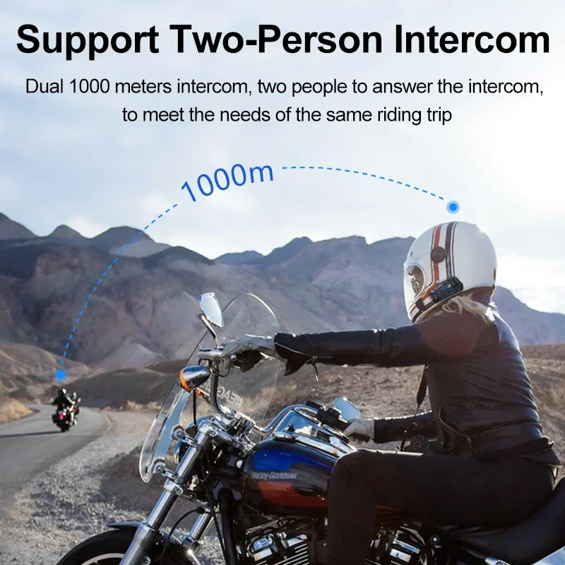 BLAISE-Intercomunicador Bluetooth para Motocicleta, Comunicação Capacete, Alto-falante, Headset, Interfone, Compartilhamento de Música, 2 Riders, Grupo, GT1, 1000m