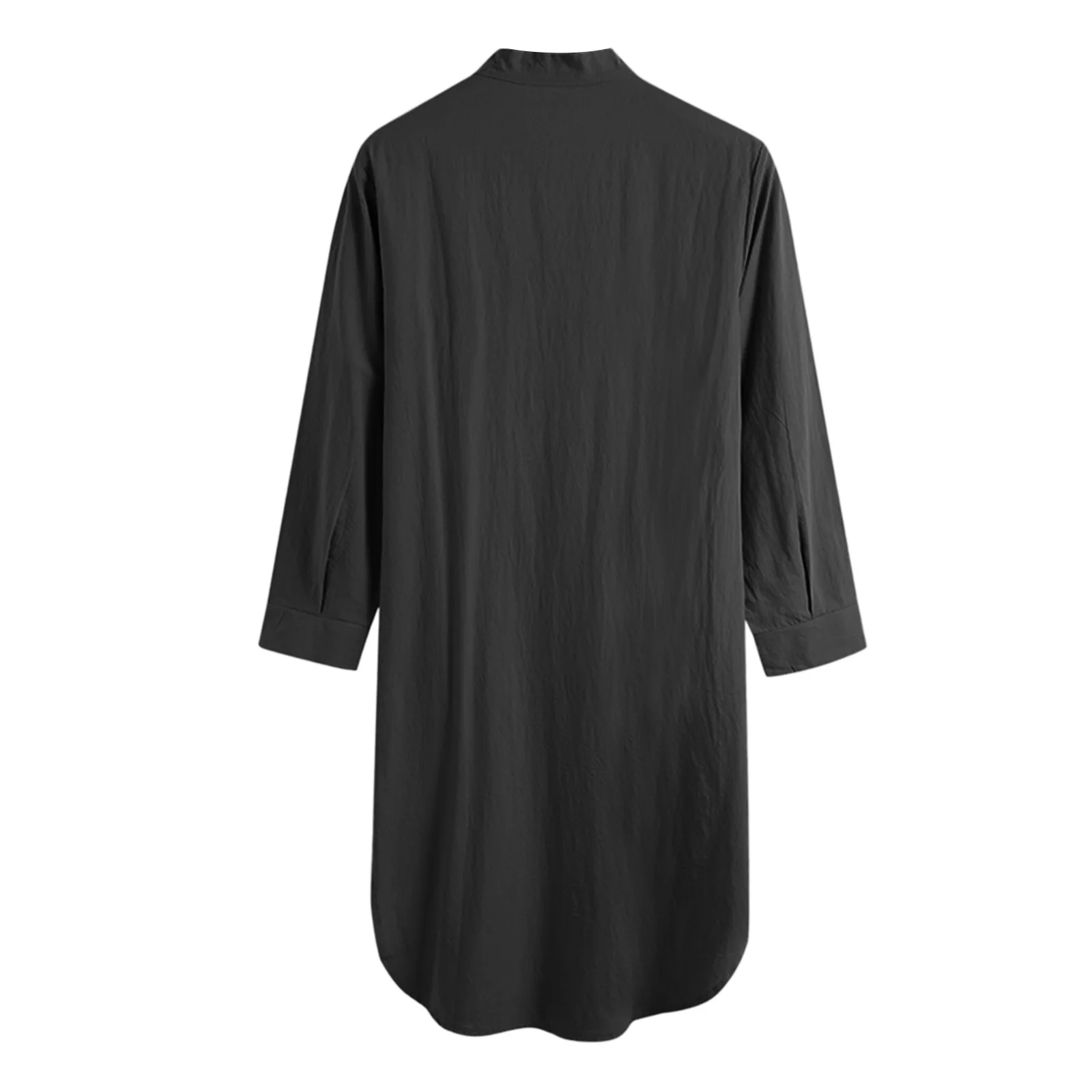 Männer Button-down Schlaf Roben Einfarbig Stehkragen Langarm Nachthemd Mode Komfortable Hause Tragen Lose Bademäntel m-3XL – Detail 24