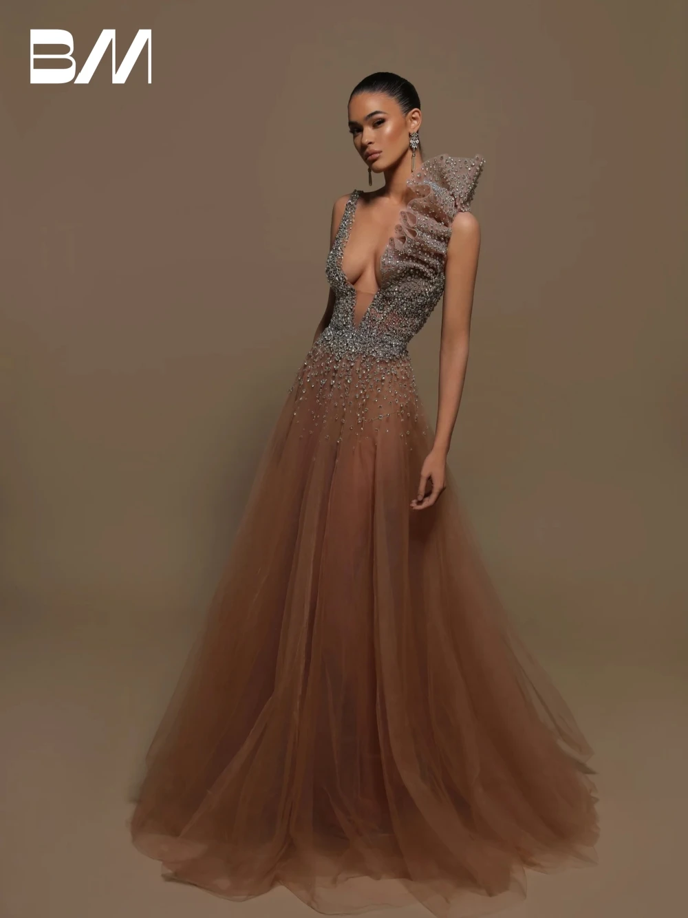 

Sexy Embellished Crystals A Line Evening Dress Party Open Back Prom Gown Customized Captivating Formal Cocktail Women Wear