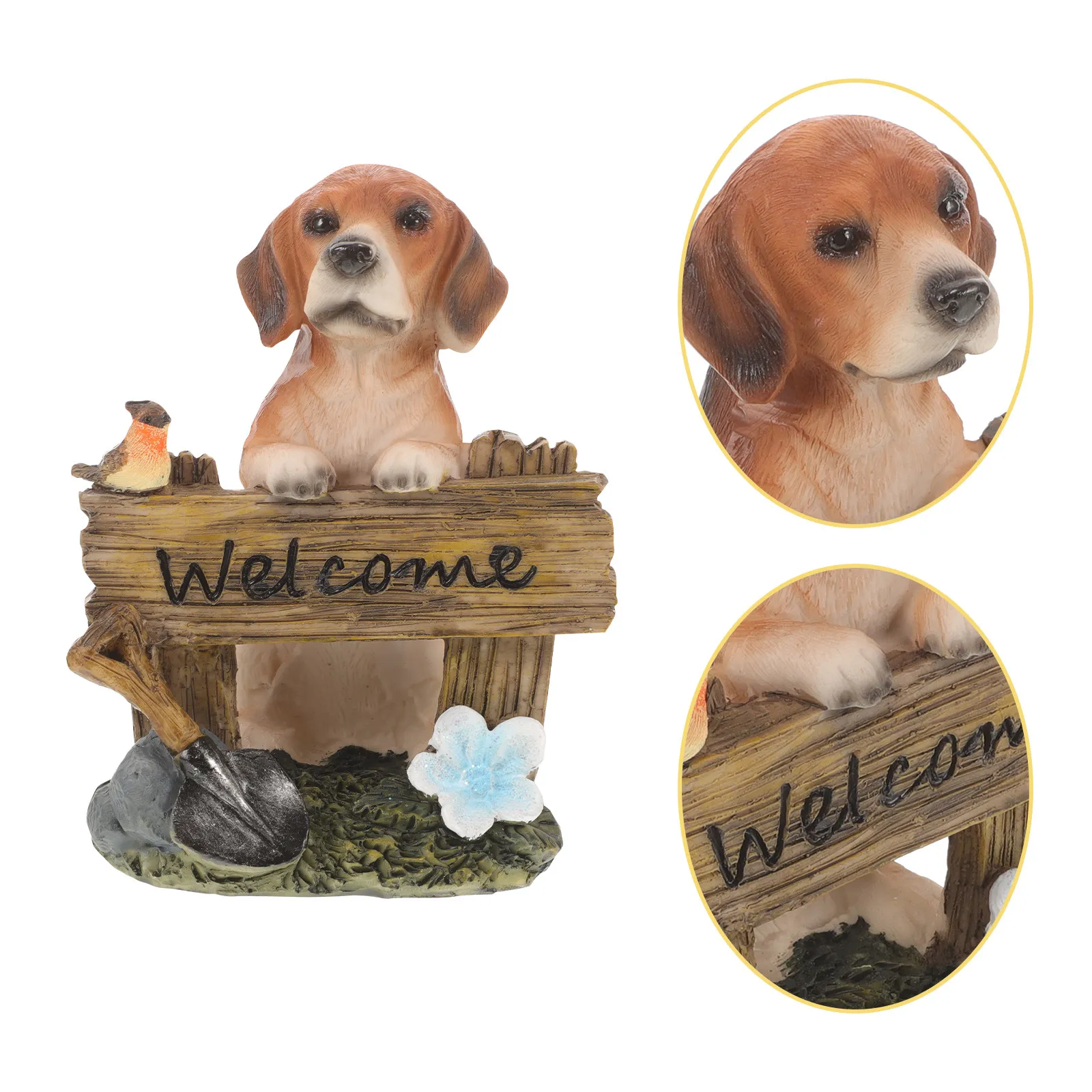 Simulation Resin Garden Dog Sculpture Realistic Small Dog Decoration for Outdoor Indoor Use Artificial Animal Figure Creative