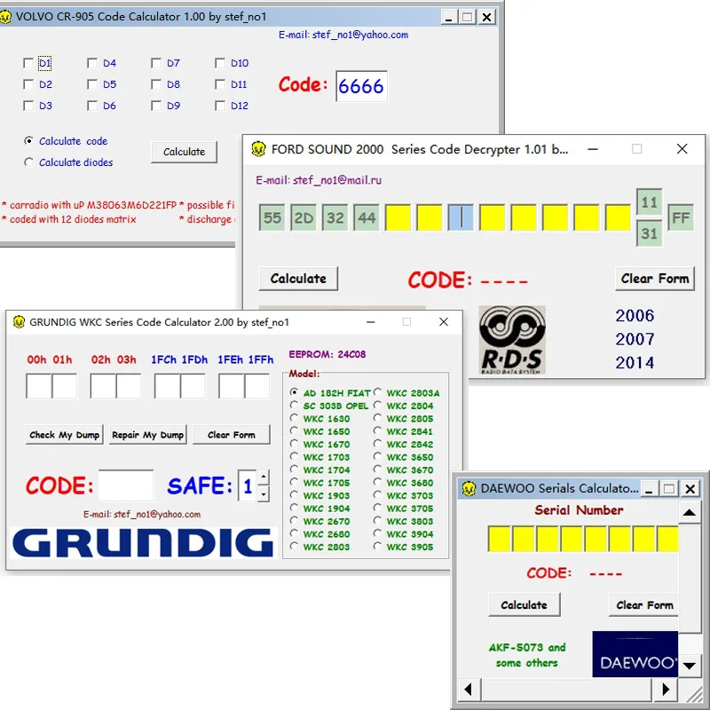 Car Radio Calulator Radio Unlock Code Calulator Code in Eeprom for Alfa for BECKER for Honda for Nissan for BMW...ect Many Cars