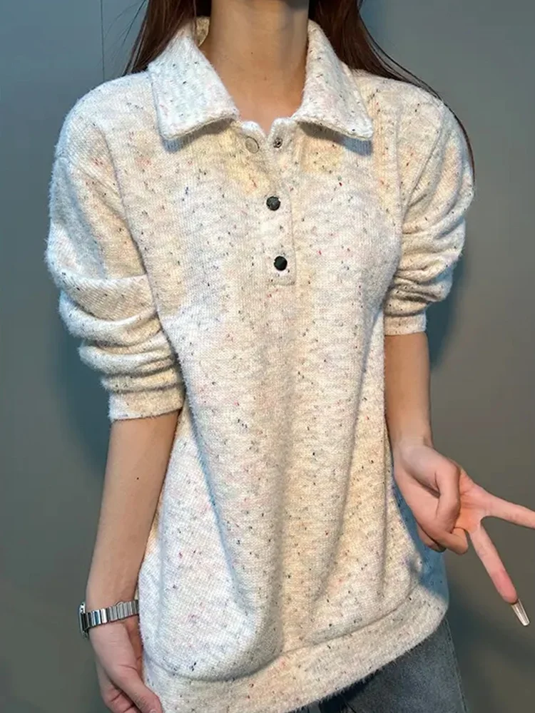 

Свободный вязаный свитер для мужчин на осень-зиму, утепленный, базовый слой, в стиле ретро, американский, повседневный