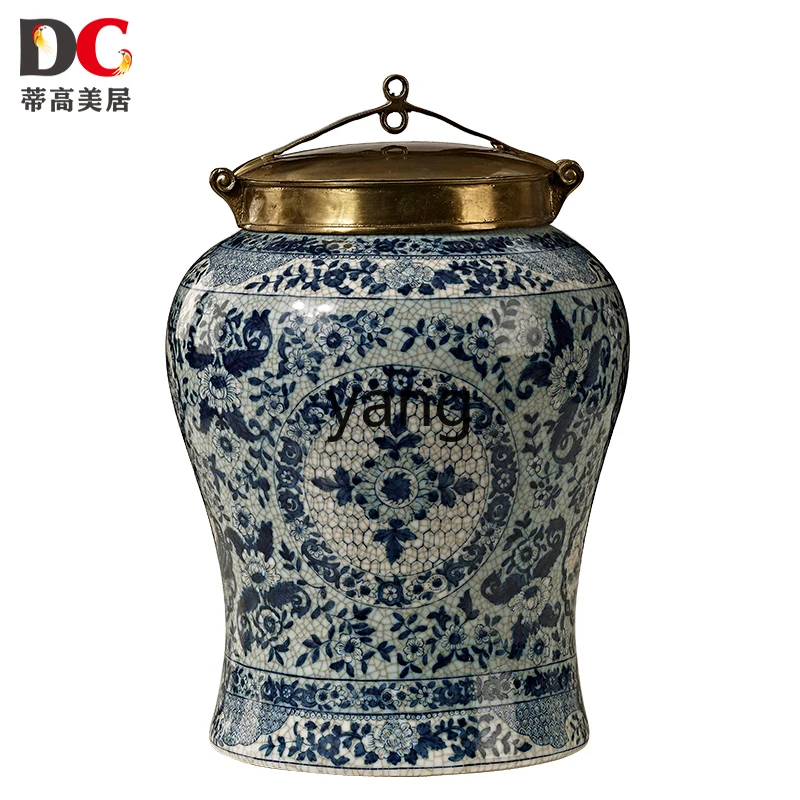 

lmm Ceramic Inlaid Copper Decorative Storage Jar Crafts Ornaments