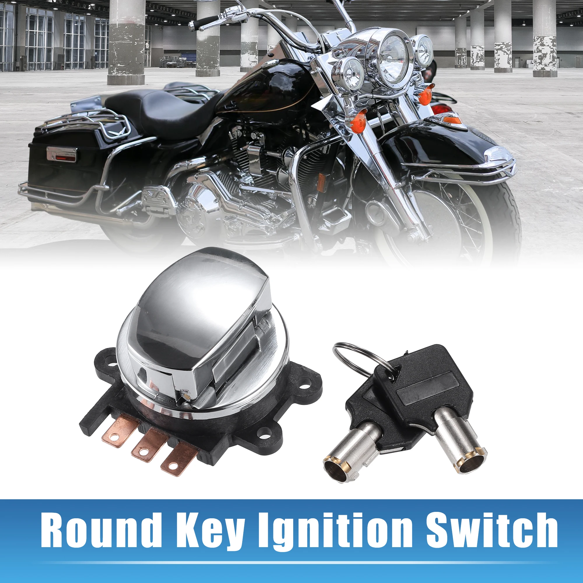 Motoforti 1 Set Round Key Ignition Switch for Harley FLHP Road King Police 2007-2013 for Harley FLHR ANV Road King ANV 2013