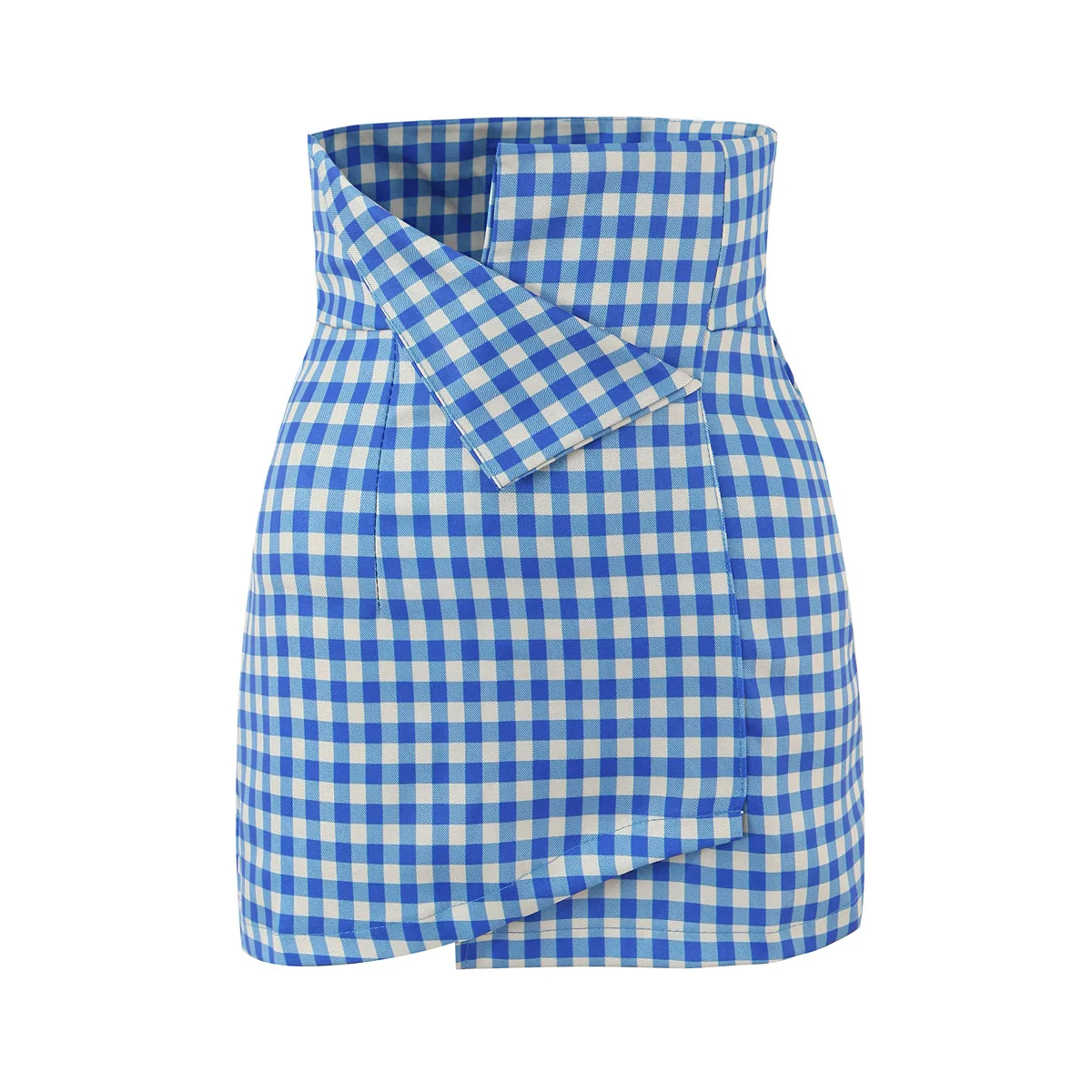 Women's fashion plaid design asymmetrical A-line skirt   WRRI