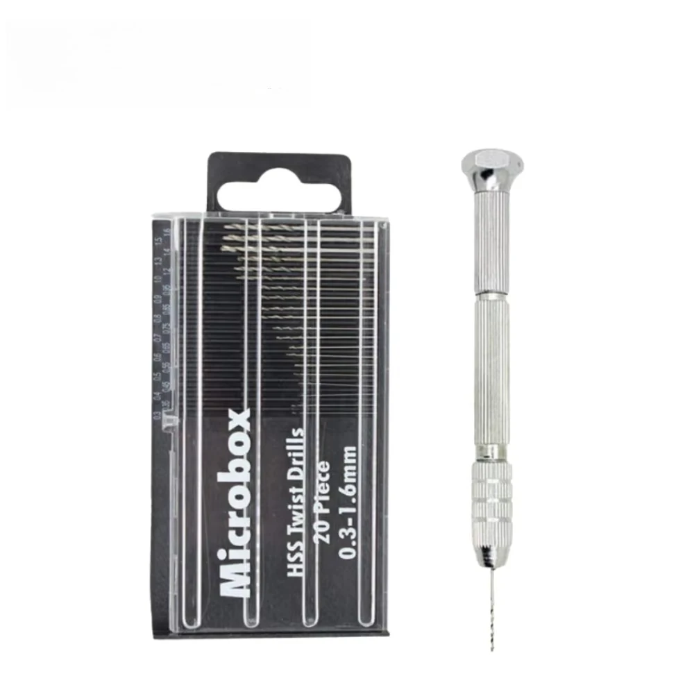 mini drill sets, hand drills with pins, high-speed steel miniature twist drills, for printed circuit boards, jewelry models