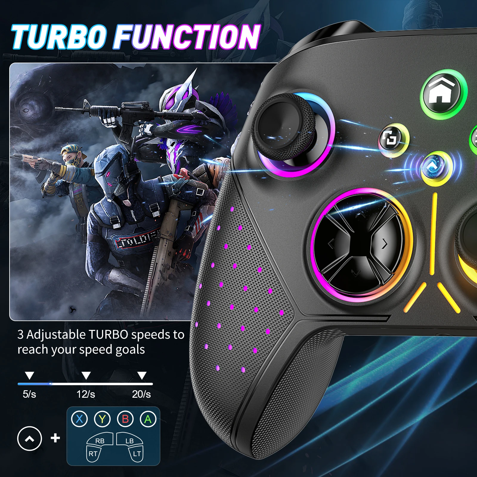 وحدة تحكم لاسلكية، متوافقة مع لوحة ألعاب Xbox one/Xbox One S/X/Xbox Series X/S/Android/iOS/PC مع وظيفة Wifi/Macro/Turbo