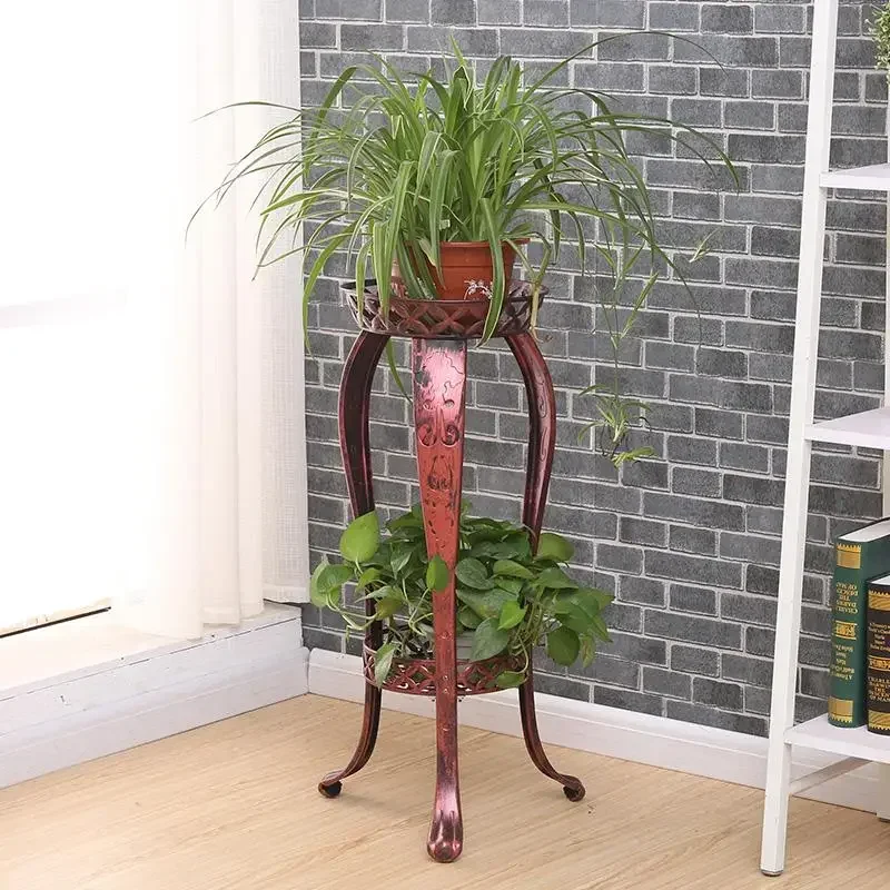 European Flower Rack Iron Art Multi-layer Floor Type Flower Pot Rack Indoor Living Room Green Radish Flower Rack Provincial Spac