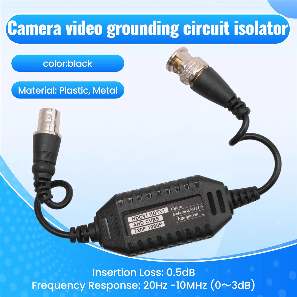 عازل حلقة أرضية للفيديو المحوري Balun BNC ذكر إلى أنثى لكاميرا CCTV