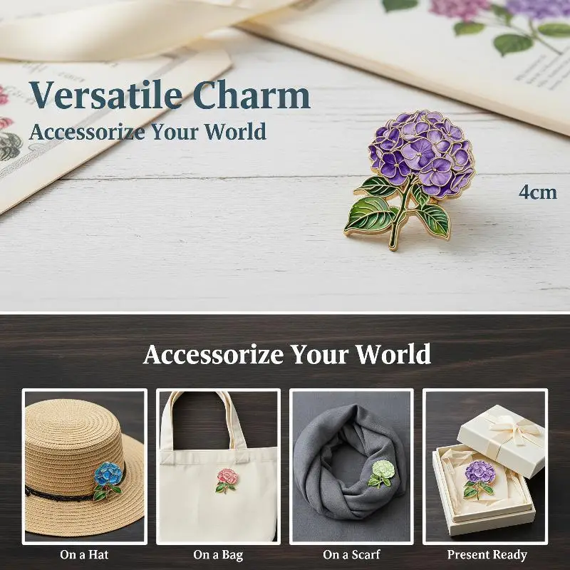 1/4pcs Elegant Botanical Enamel Flower Pins Assorted Plant Lapel Brooches For Women Clothing Accessories