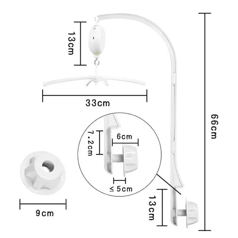 Giocattoli a sonaglino per bambini 0-12 mesi Mobile rotante bianco sul letto Carillon per neonato Campana per letto Staffa per supporto per giocattoli Giocattoli per bambini per ragazza ragazzo