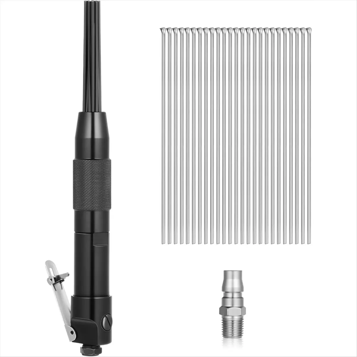 A45I Compact Air Needle Scaler with 40 Pieces 7' Descaling Needles Air Powered Remove Slag Rust Paint and Dirt Quickly