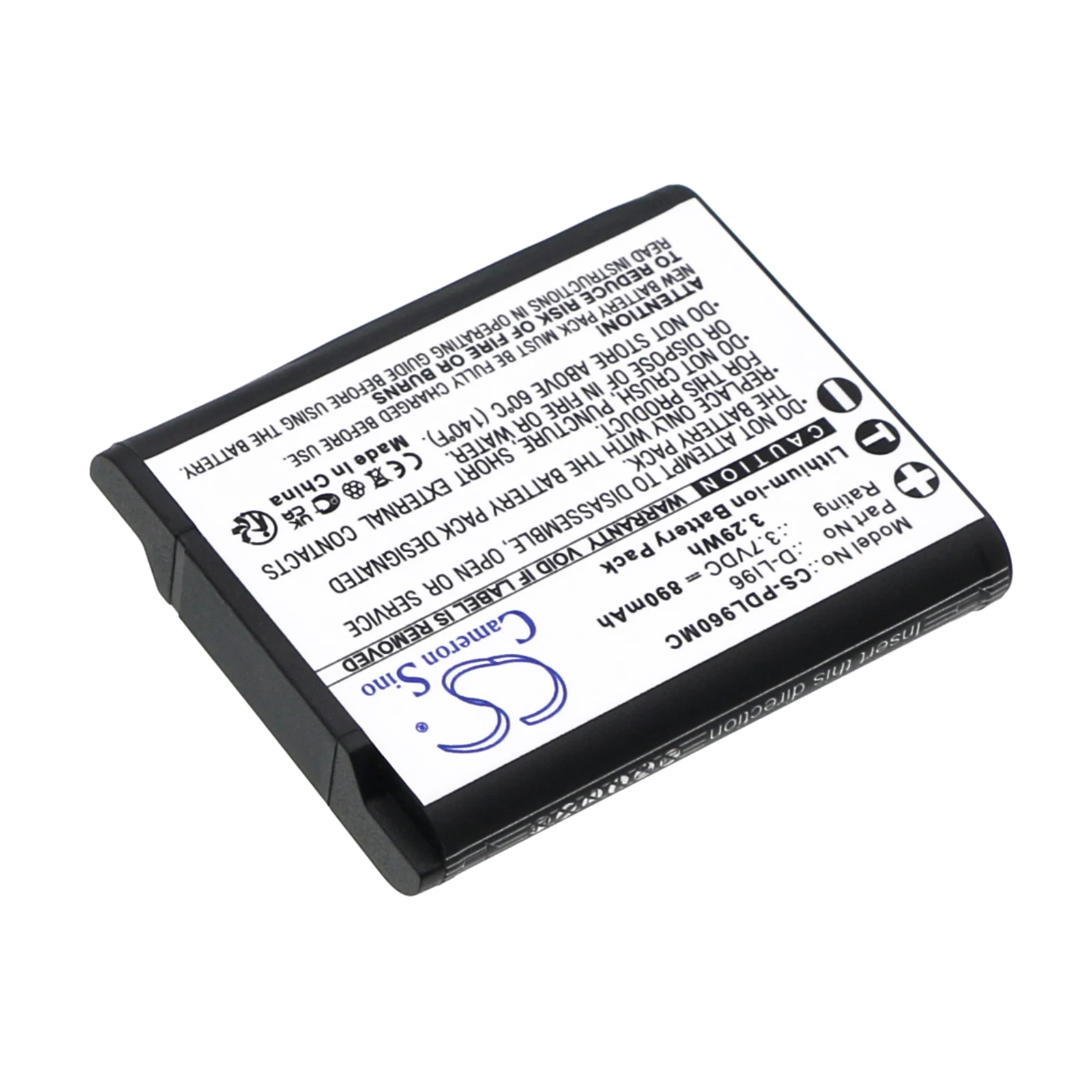 CS Replacement Battery For Pentax WG-1000 D-LI96 890mAh / 3.29Wh Camera