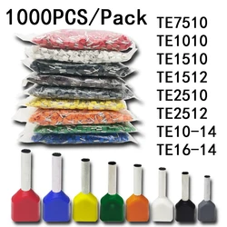 1000pcs/Pack TE7510 TE1010 TE1510 Insulated Ferrules Terminal Block Cord End Wire Connector Electrical Crimp phosphorcopper