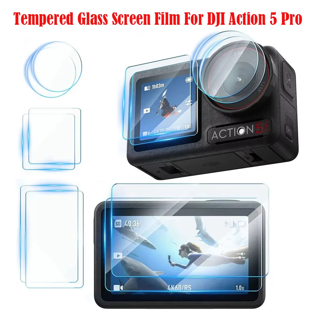 Tempered Glass For DJI Action 5 Pro Lens Protective Film HD Screen Tempering Glass Film For DJI Osmo Action 5 Pro Accessories