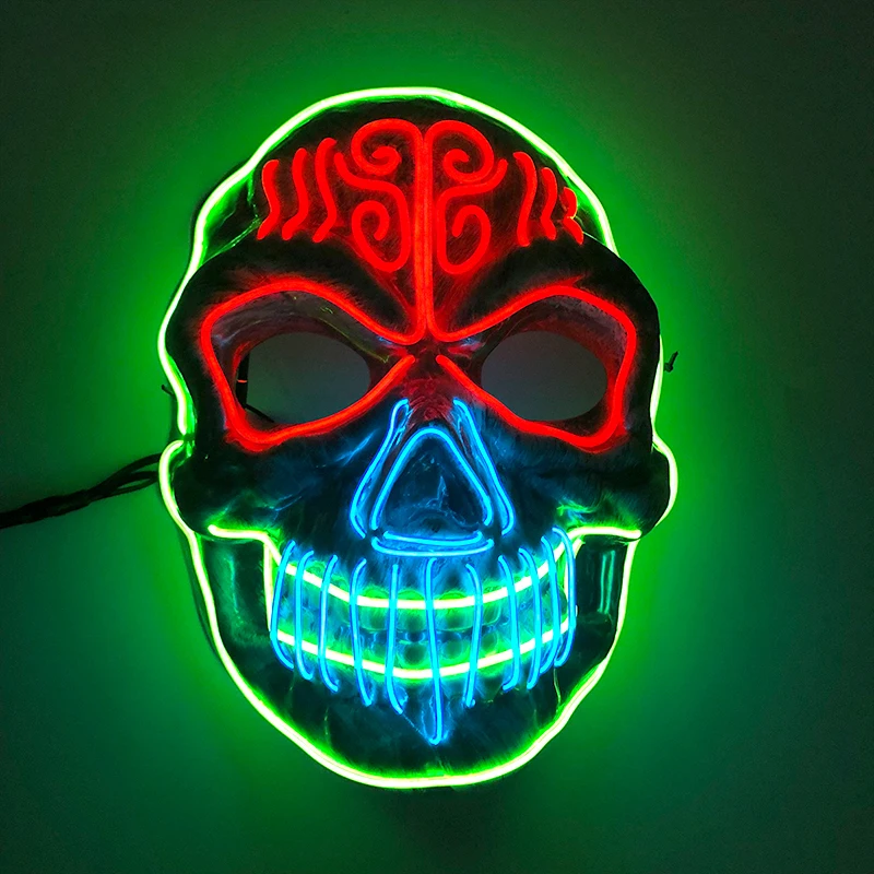 Leuchtendes Muster Ghost King Maske Cosplay Ghost Masquerade Street Dance Kostüm Requisiten Led Gesichtsmasken Leuchtende böse Maske für Männer