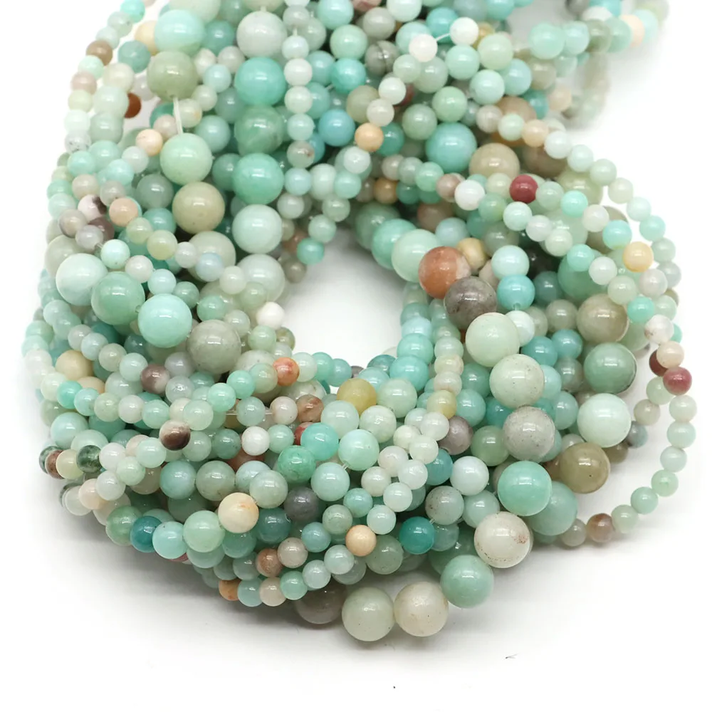 4 6 8 10mm Natural Stone Healing Crystals Aquamarine Amazonite Amethyst Rose Quartz Round Loose Spacer for DIY Jewelry Accessory