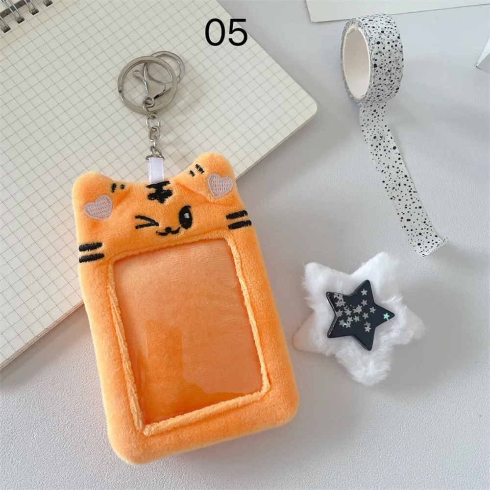 Kawaii Cartoon Animal Photocard Holder Korean Style INS Plush Photocard Holder Card Sleeve Protective Case Bus Card Holder Lady
