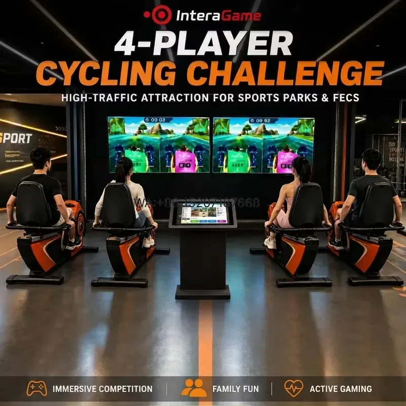 Wmwmnu Interactive Cycling Game Sport Fitness Bike Racing Equipment with 65 Inch Screen for Shopping Mall FEC Sports