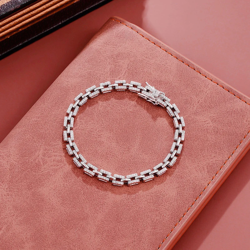 BXINY D Color Moissanite Bracelets 100% S925 Silver Tank Chain GRA Certified Diamond for Women Men Engagement Fine Jewelry Gifts