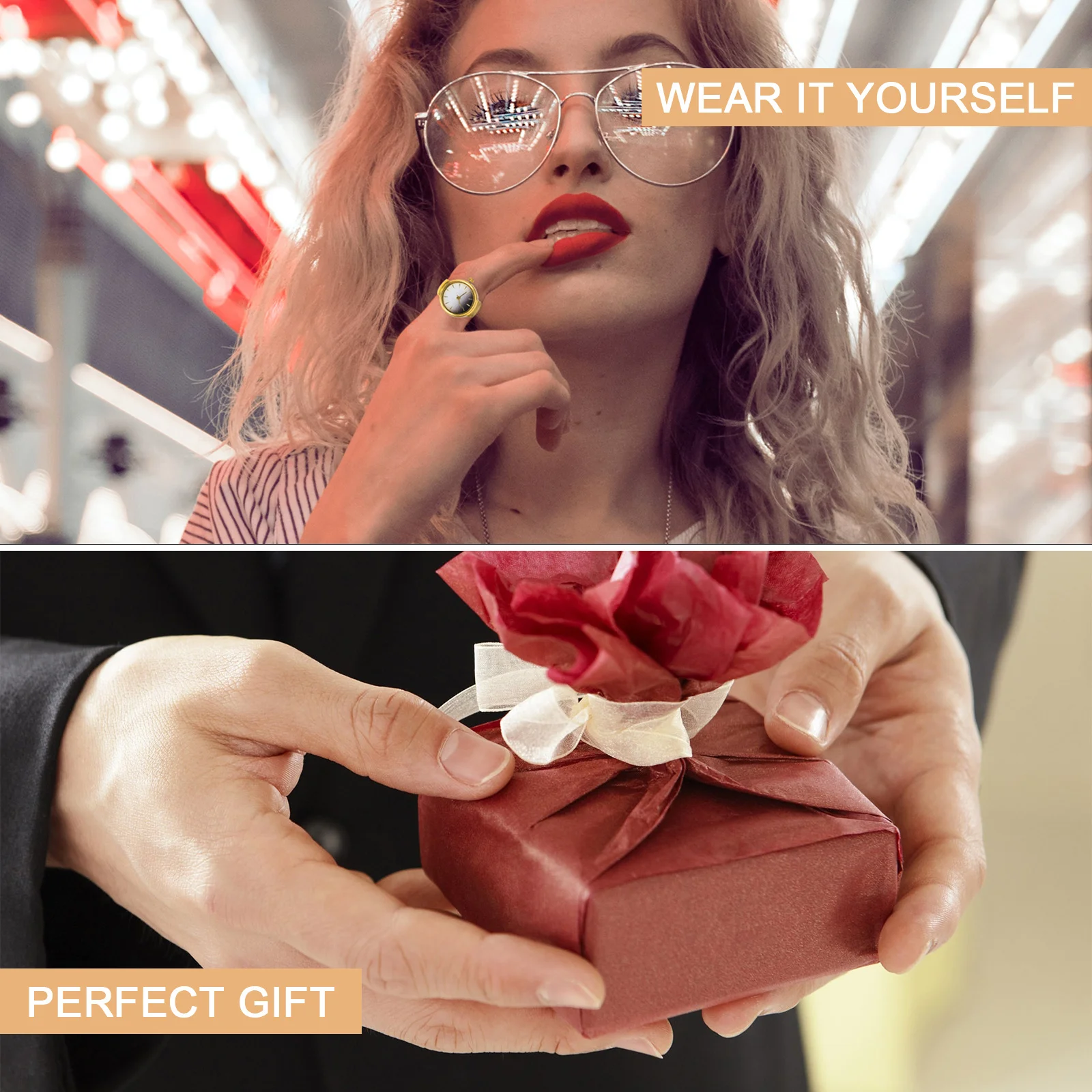 

Round Decorative Ring Watch Quartz Finger Watch Finger Watches For Women Fashion Casual Decorative Festival Gift