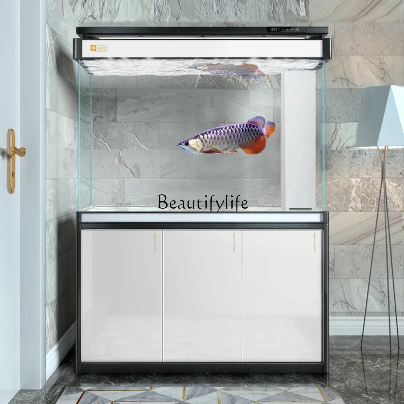 

yj9 Super White Large Aquarium Living Room Glass Aquarium Ecological Fish Globe Bottom Filter Medium and Large
