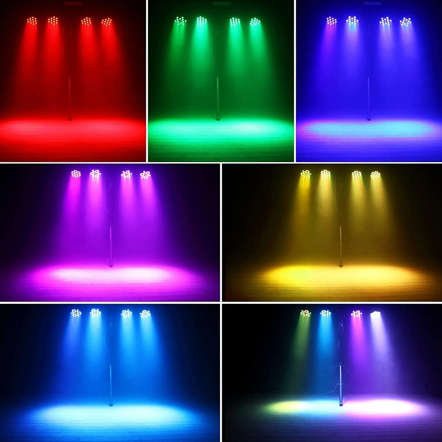 أضواء الاسمية القابلة لإعادة الشحن 36 واط RGB تعمل بالبطارية ، أضواء LED الاسمية اللاسلكية DJ Uplights الصوت المنشط التحكم عن بعد لحفل الزفاف