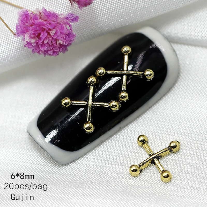 20 teile/beutel Mischfarbe Punk Stil Kreuz Nagel Charme Ausschnitt Pentagramm DIY Nagel Kunst Dekoration Zubehör für Nagel Liefert