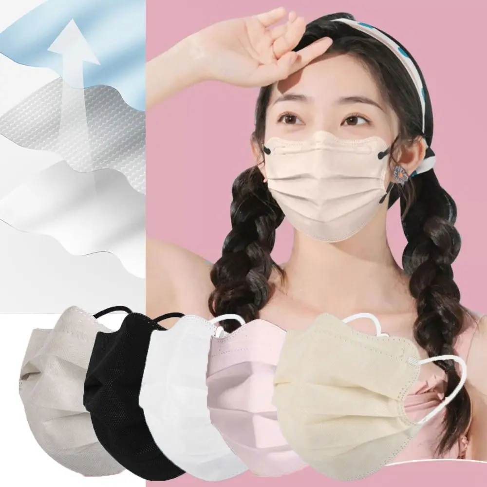 50pcs Women Female Butterfly Shaped Design Disposable Face Mask V-face 3layer Anti Dust Mask Morandi Color Protective Face Cover