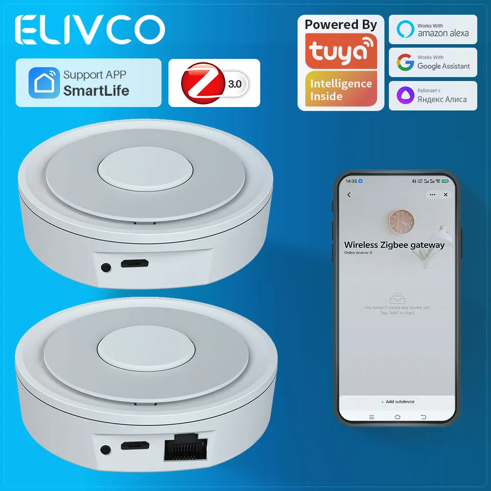 

Zigbee 3.0 Gateway Tuya HUB Wireless Bridge Smart Home Remote Control Smart Life Works With Alexa Google Home