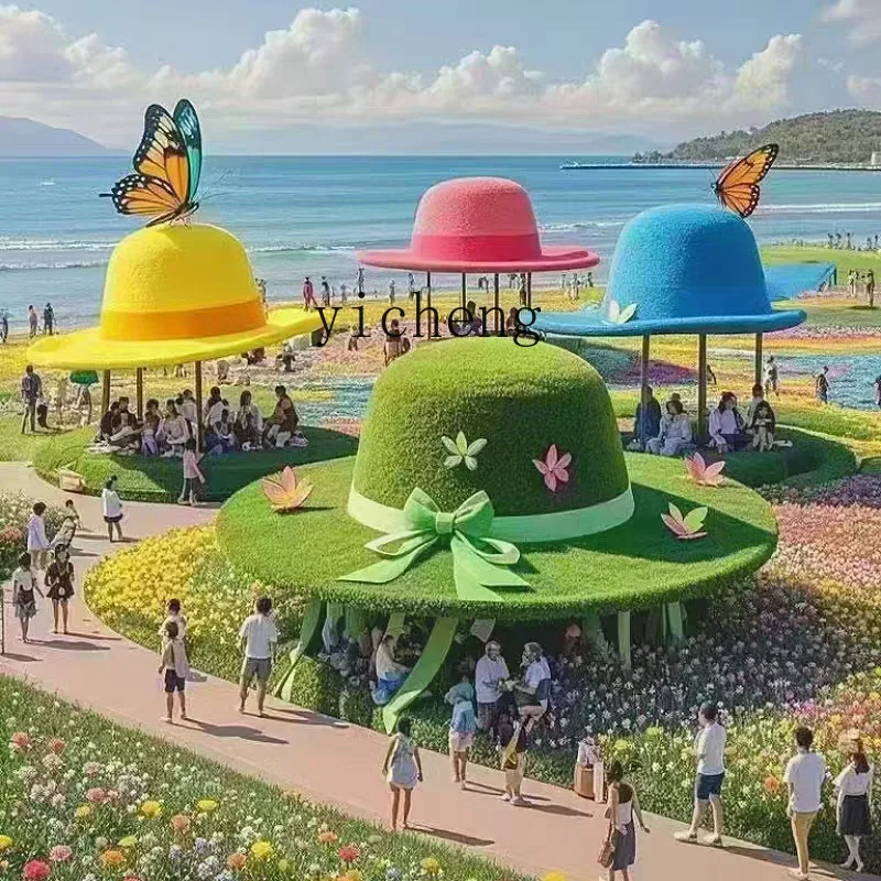 YFY imitation large simulation straw hat sculpture in hat shape decoration ornament