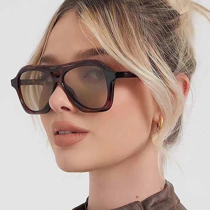 Big Frame Luxury Brand Designer Square Vintage Pilot Sunglasses Women For Men Punk Popular Oversized Outdoor Sun Glasses UV400