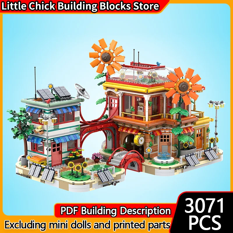 

City Street View Model MOC Building Bricks Architecture Solar City Modular Technology Children Holiday Gifts Assemble Toys Suit