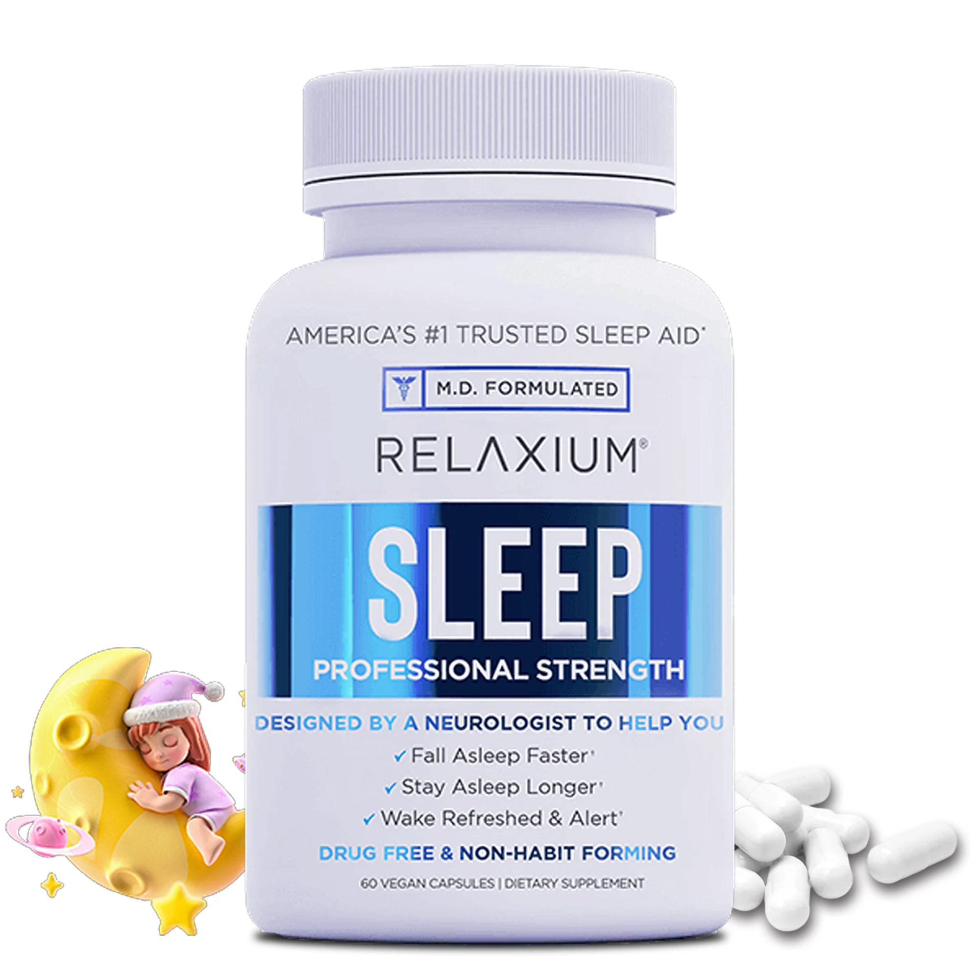 

Relaxium Sleep - Dietary Supplement for Better Sleep, Reduces Stress - L-Tryptophan, Magnesium