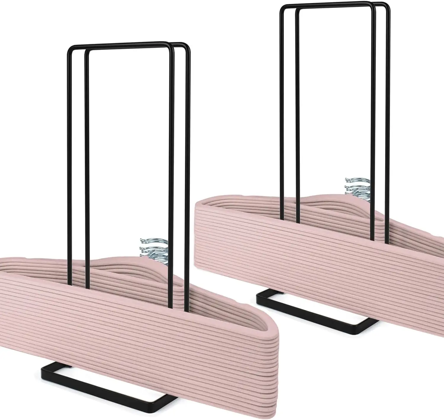 

2 Pack Hanger Storage Stacker Stand, Organizer for Laundry Room Closet, Space Saving, Portable, Sturdy, Adult & Child Ha