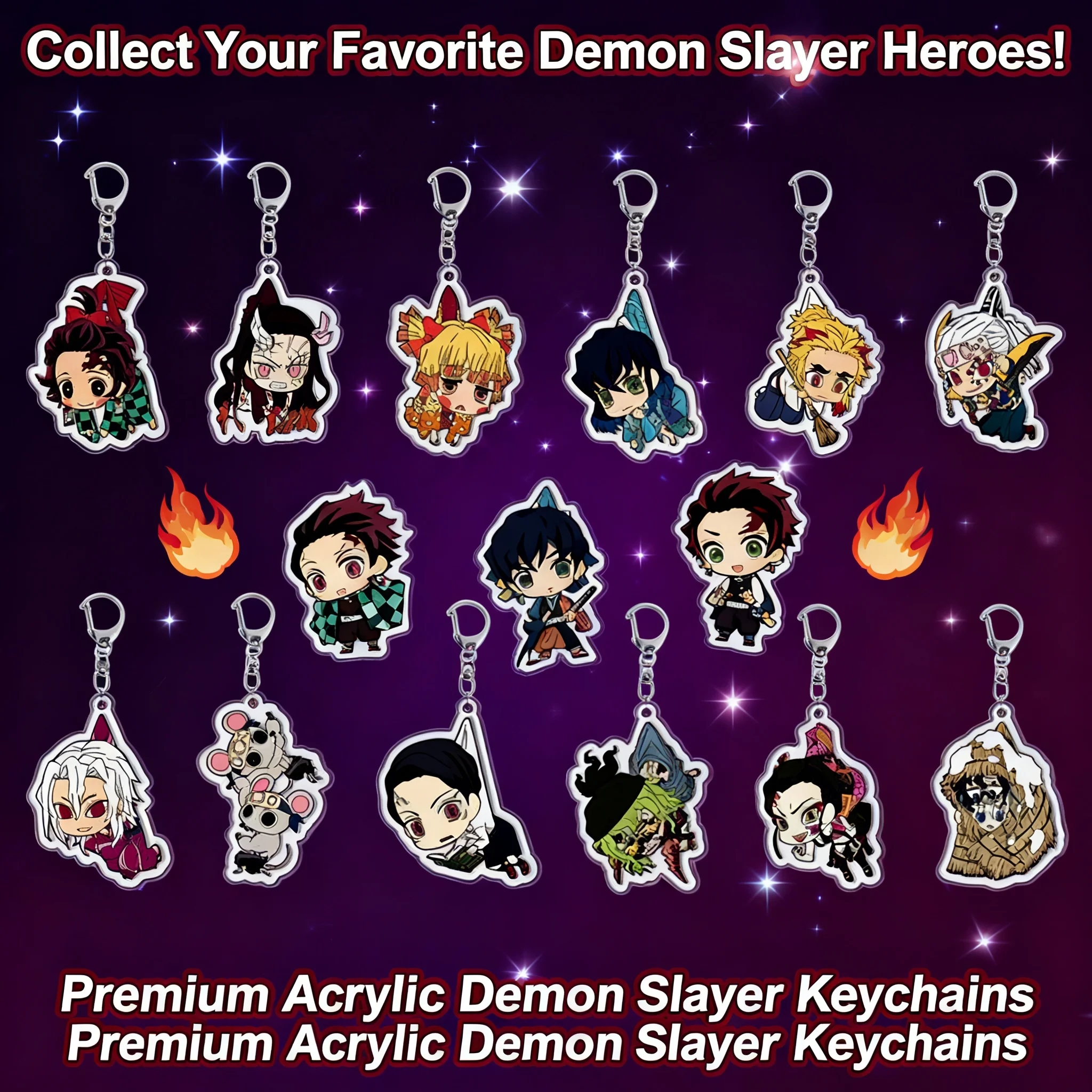 

Demon Slayer Anime Acrylic Keychain Kamado Tanjiro Kamado Nezuko Pendant Accessories Cute Anime Merchandise Gift for Fans