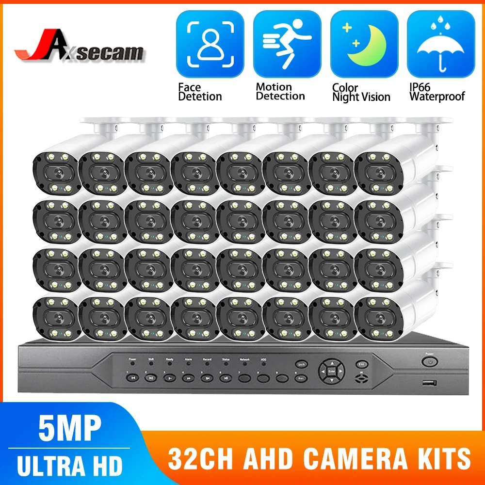 H.265+ 32CH 5MP Cctv Dvr System 5MP Low Ilumination Security Color Night Vision IP66 Waterproof Camera Video Surveillance Kit