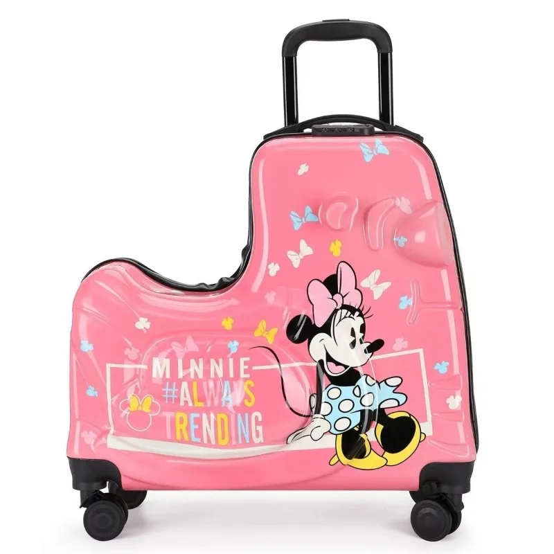 Mickey Minnie fun and cute cartoon pattern multifunctional leisure travel sit-on and ride-on trolley suitcase for boys and girls