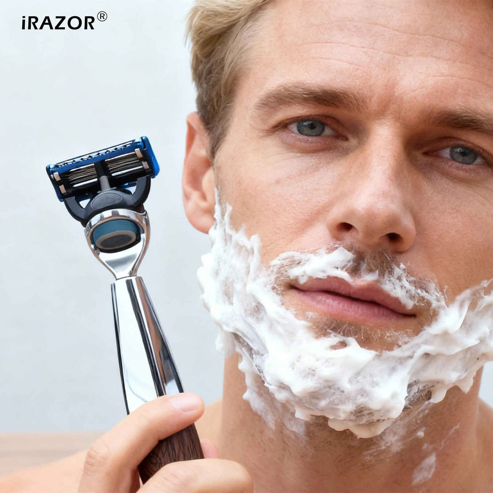 iRAZOR Manual Cartridge Razor for Men Compatible wtih 5-Layer Fusion or Mach 3 Blades,Beard Face Body Hair Removal Shaver Gift
