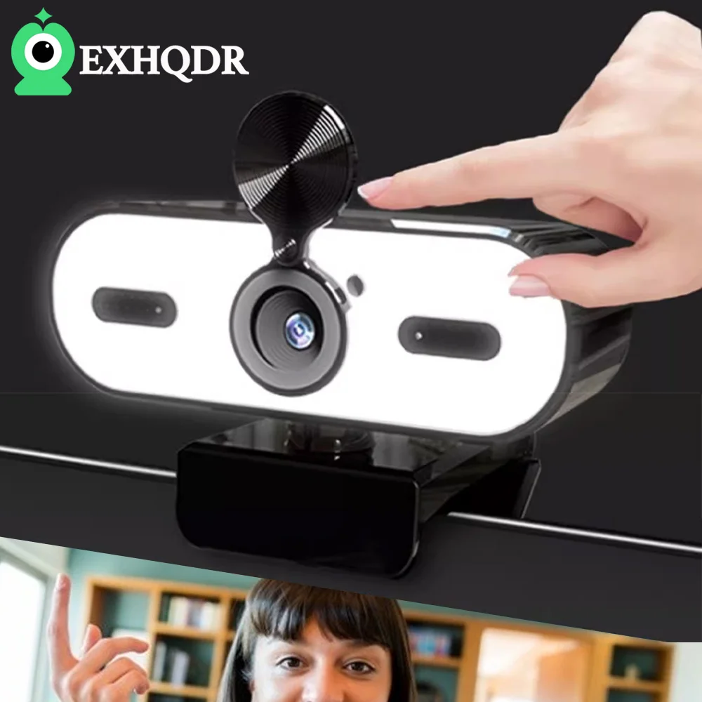 EXHQDR Q9-4K Ultra HD Webcam offers three resolution options: 1080P, 2K, and 4K. It features a zoom lens, precise autofocus, 4K