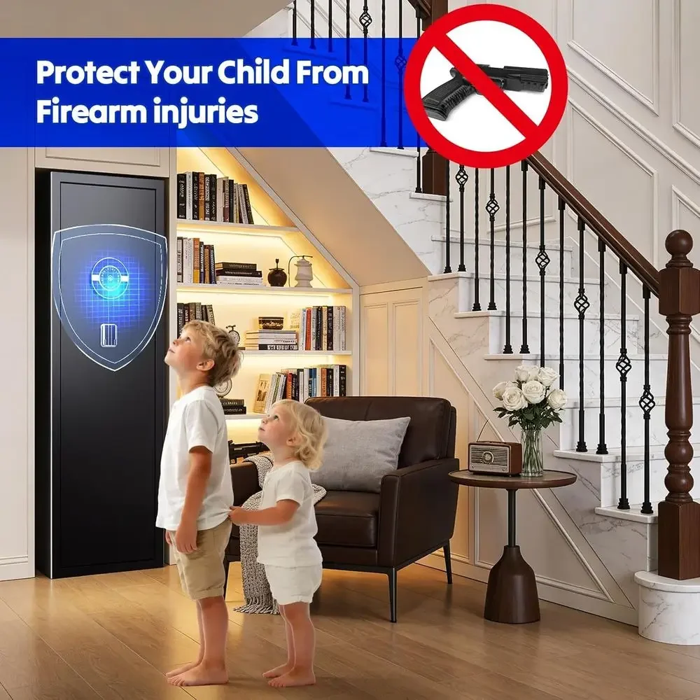 

Fingerprint Firearm Safe with Adjustable Shelves, 57H x 14W x 12D