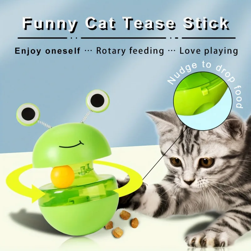 

Pet Cat Toy Frog Tumbler Dripping Food Ball Self Fun Fun Teasing Green Cat Dog Carousel Toy Teasing Cat Stick Unisex New