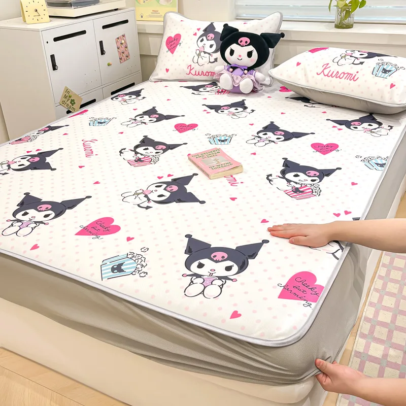 

Sanrioed Kuromi Ice Silk Mat Kawaii Anime My Melody Cinnamoroll Air-Conditioned Mat Summer Sweet Cute Cold Mat Gift for Kids