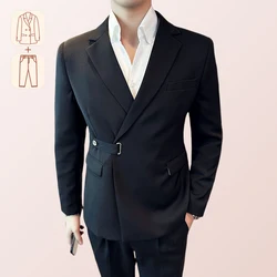 British Slim-Fitting Suit Two-Piece Suit Men's Suit Korean Casual Diagonal Button Suit men clothing  mens suits